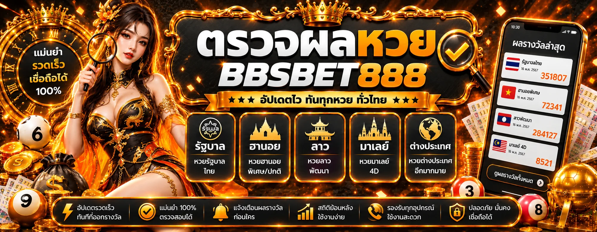 ตรวจผลหวยหลายสำนักบน BBSBET888